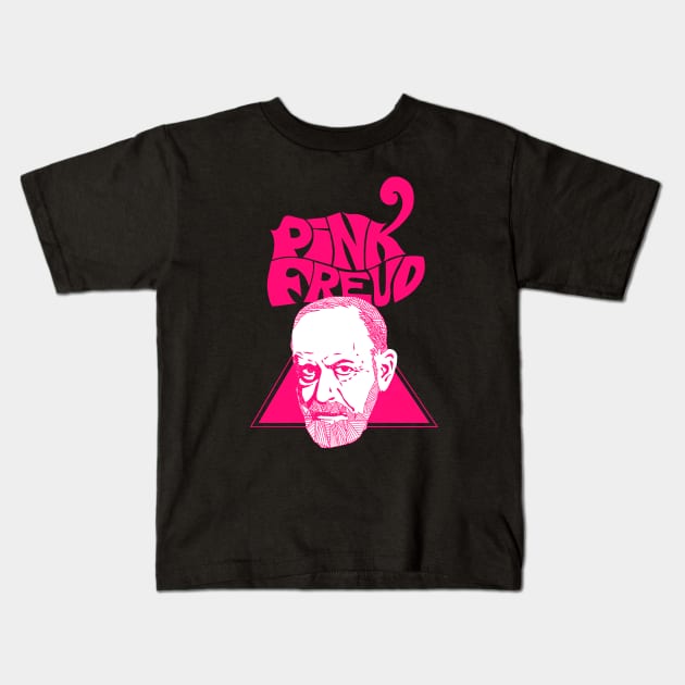 Pink Freud Kids T-Shirt by Moekaera